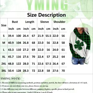 YMING Womens Saint Patricks Day Long Sleeve Shirts Casual Shamrock Hoodie Crewneck Sweatshirt Lips XL