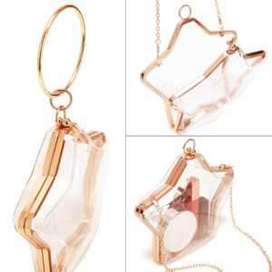 Rejolly Clear Star Shaped Purse for Women Acrylic Transparent Bracelet Evening Clutch Bag Novelty Handbag Crossbody Shoulder Bag with Chain Strap