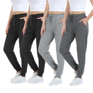 mgput 4 pcs women's joggers pants with pockets-women lightweight sweatpants for running yoga athletic casual pants(typ601-s/m-2b/gr/lgry)