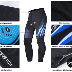 Men's Cycling Suit Shirt Bicycle Jersey Gel Padded Long Pants Biking Sets Clothing Outfits US L Blue Black