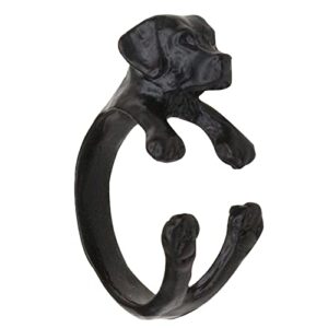 puppy pet lovers print ring love heart animal ring pet animal jewelry love dog ring loving friend and families gifts highs and lows friendship ring (black, one size)