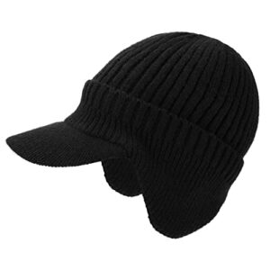 kinbom winter beanie hat, men's winter visor hat winter hat knitted earflaps beanie ski beanie hat outdoor fleece hat for men