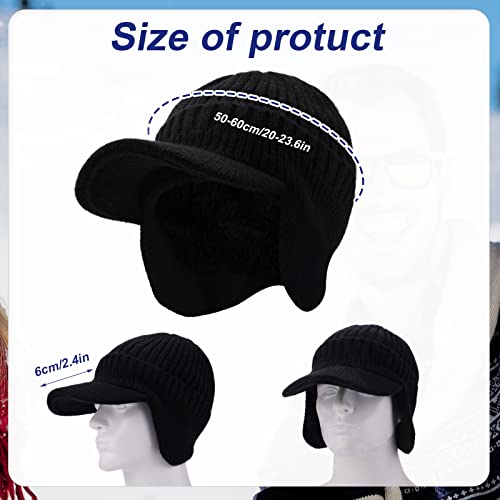 KINBOM Winter Beanie Hat, Men's Winter Visor Hat Winter Hat Knitted Earflaps Beanie Ski Beanie Hat Outdoor Fleece Hat for Men