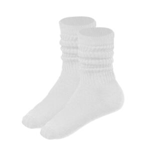 DOOVID Toddler Slouch Socks Knee High Socks Kids Boys Girls Cotton Long Crew Socks White 3-5 Years