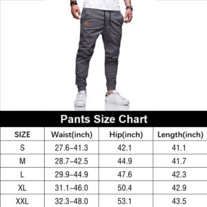 WZIKAI Mens Casual Joggers Pants Cotton Drawstring Chino Cargo Pants for Men Workout Sweatpants Casual Long Trousers Gray M