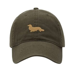 l8502-lxyb baseball cap men long haired dachshund embroidered washed cotton dog hat baseball caps (green,7 5/8)