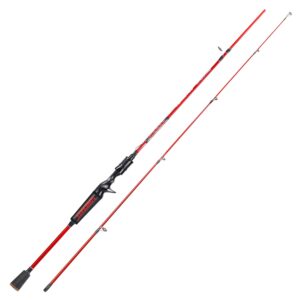 One Bass Fishing Rods,IM7 Graphite Spinning Rod & Casting Rod, 2 Pc Strong Quality Baitcasting Rod with Super Polymer Handle- 6' Casting -Red