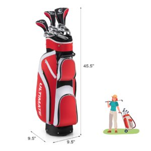 GYMAX Complete Golf Club Set for Women, 14 PCS Right Hand Golf Set with #1 Driver & #3 Fairway & #4 Hybrid & #6/#7/#8/#9/#P Irons, Putter & Head Covers, Ladies Golf Clubs Full Set (Red)