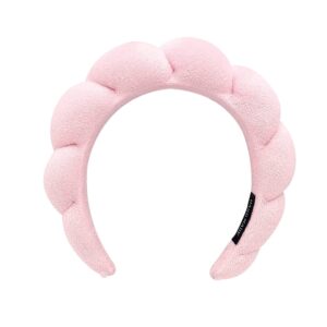 blaister skincare headband for women, spa headband, makeup headband for washing face, soft towel headband for facial mask, cute hairband for shower (pink)