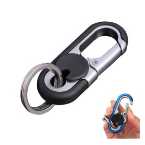 atlodas men car key chain - keychain for men and women, double ring design, suitable for distinguish different keys (black)