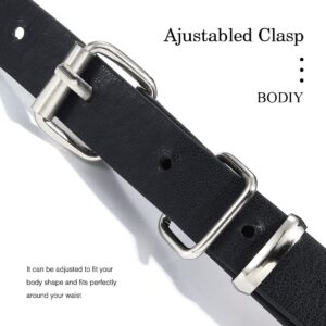 BODIY Punk Goth Women Waist Belts Black PU Leather Fashion Body Chain Belt Rave Accessory Belt Adjustable