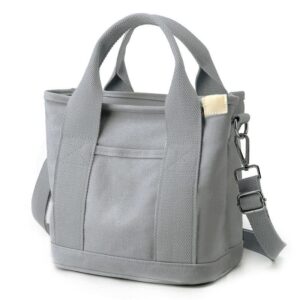 canvas bag - large capacity multi-pocket handbag - women fashion tote bags with zipper shoulder strap - for daily travel (gray-b)