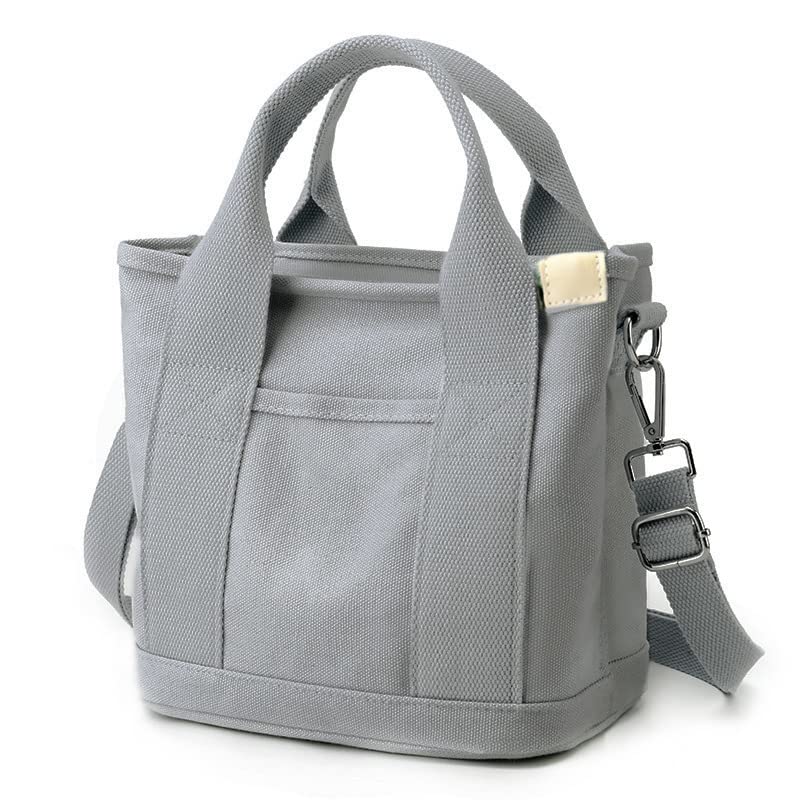 Canvas Bag - Large Capacity Multi-Pocket Handbag - Women Fashion Tote Bags With Zipper Shoulder Strap - for Daily Travel (Gray-B)