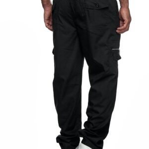 WZIKAI Mens Cargo Pants Relaxed Fit Drawstring Joggers Sweatpants for Men Workout Casual Long Trousers Black XXXL