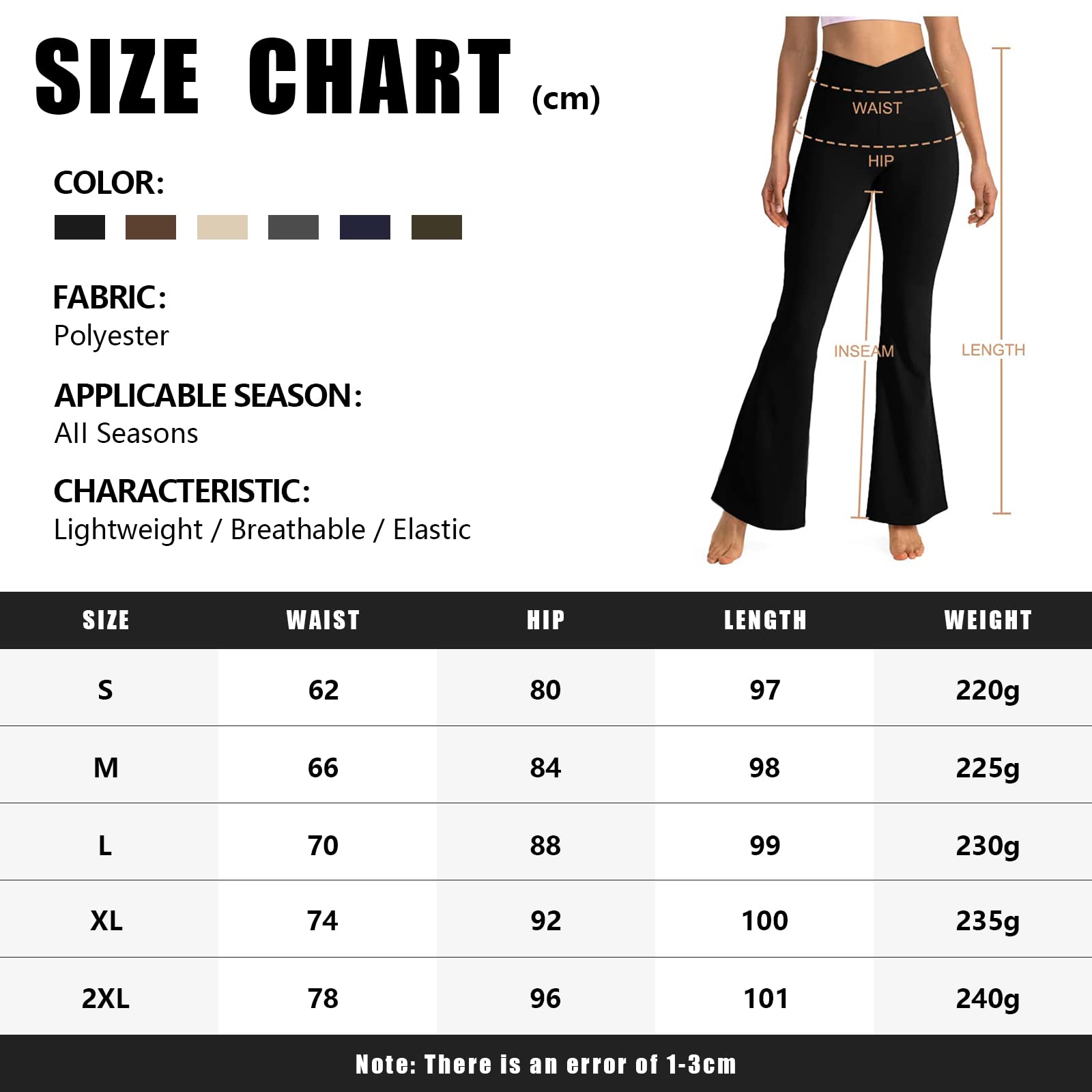 BECLOH Women's Casual Bootleg Flare-Yoga Pants V Crossover High Waisted Workout Pants Leggings(Black,M)