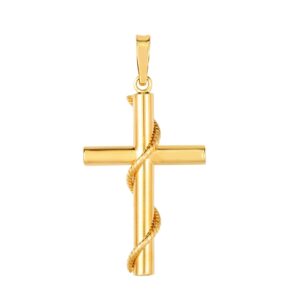 jewelry affairs 14k yellow gold cable cross charm pendant