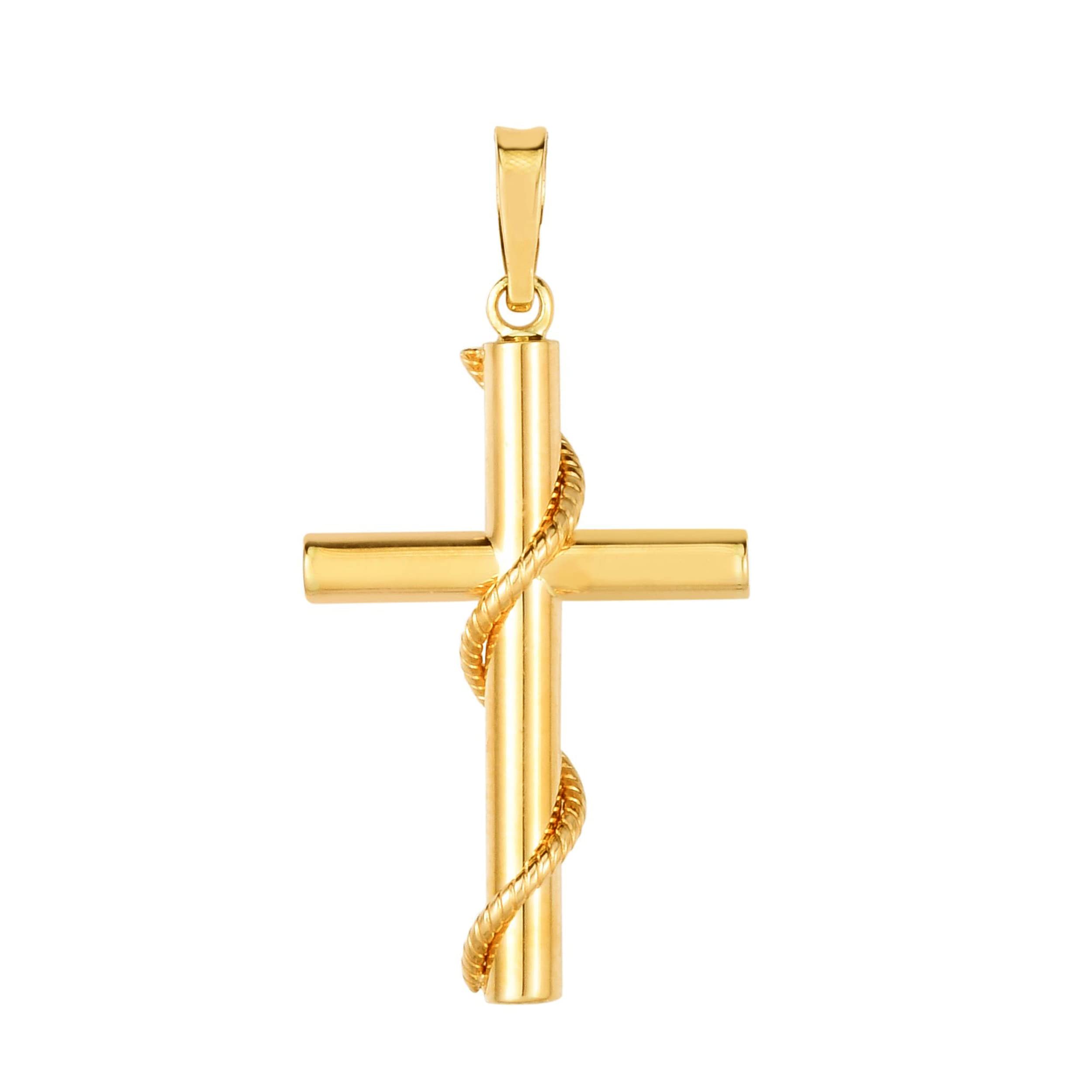 Jewelry Affairs 14K Yellow Gold Cable Cross Charm Pendant