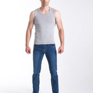 Locachy Men's Cotton Winter Warm Thermal Underwear Sleeveless Vest Fleece Lined Base Layer Tank Top Light Grey L