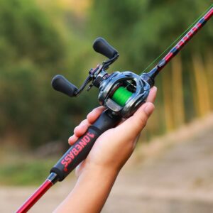 One Bass Fishing Rods,IM7 Graphite Spinning Rod & Casting Rod, 2 Pc Strong Quality Baitcasting Rod with Super Polymer Handle- 6' Casting -Red