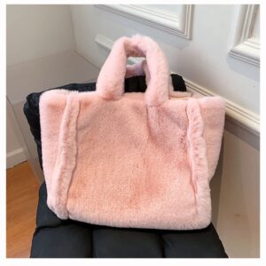 Large Fluffy Fuzzy Tote Bag Furry Purse Faux Fur Totes Shoulder Bags Women Plush Handbag Cute Winter Fashion Purses (pink)