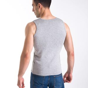 Locachy Men's Cotton Winter Warm Thermal Underwear Sleeveless Vest Fleece Lined Base Layer Tank Top Light Grey L