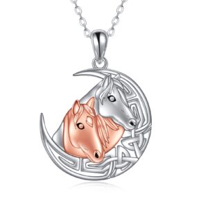 vonala horse necklace 925 sterling silver crescent moon pendant necklaces animal jewelry gifts for women