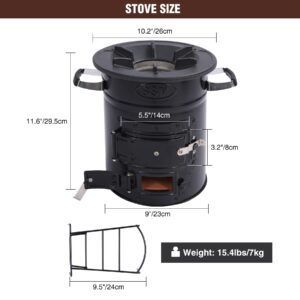 REDCAMP Rocket Stove Wood Burning Portable for Cooking, Camping Wood Stove with Canvas Storage Bag for Emergency, Survival, BBQ, RV