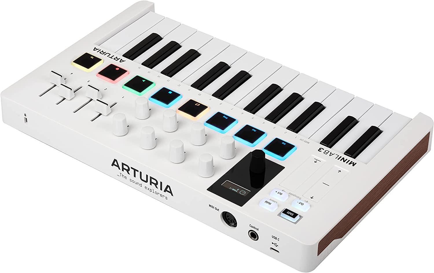 Arturia MiniLab 3 MIDI Keyboard Controller Bundle with Deluxe Sustain Pedal, USB Cable & Liquid Audio Polishing Cloth - 25 Key MIDI Keyboard for Recording Studio Equipment, Software Included (WHITE)