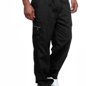 WZIKAI Mens Cargo Pants Relaxed Fit Drawstring Joggers Sweatpants for Men Workout Casual Long Trousers Black XXXL