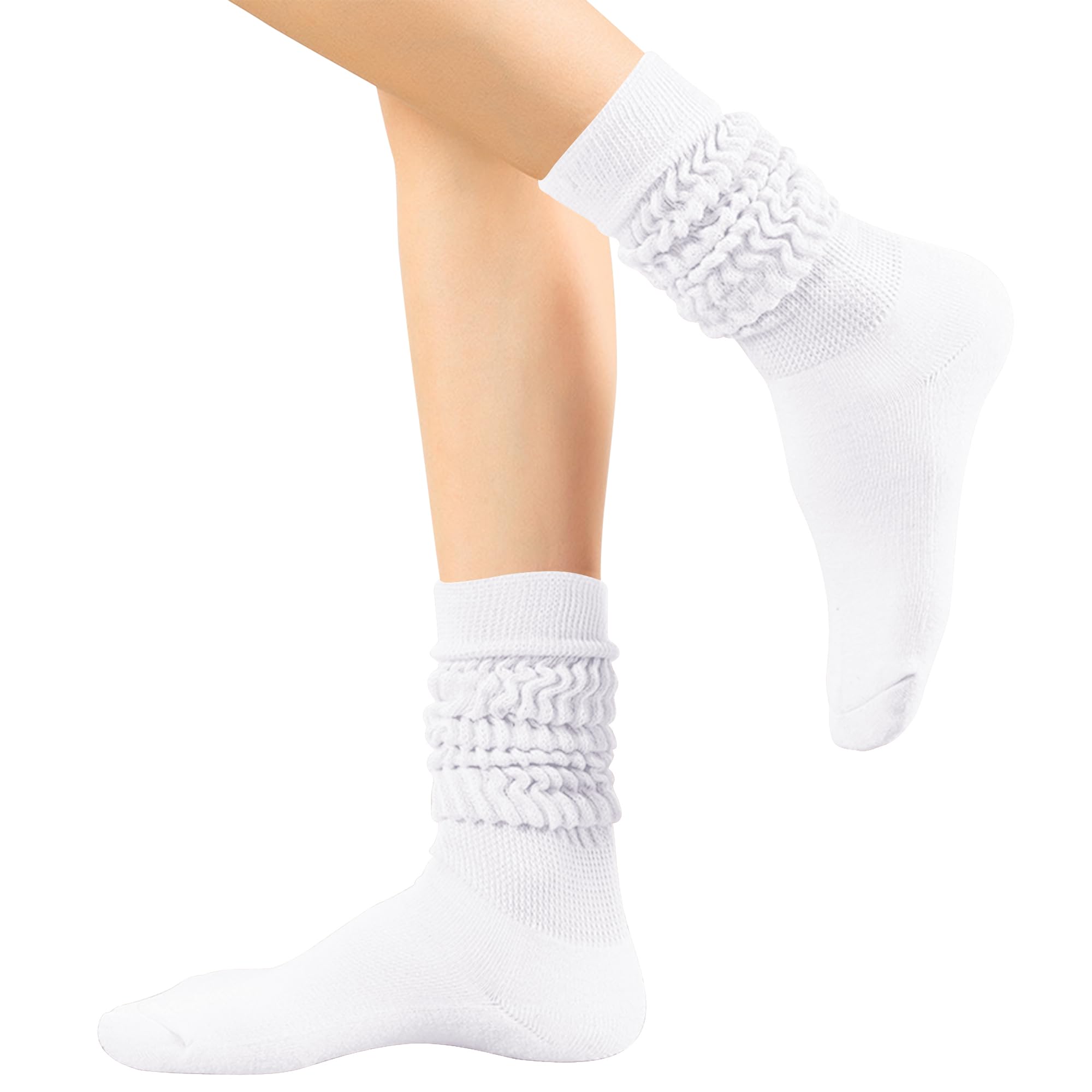 UTTPLL Women Slouch Socks, Girls Scrunch Socks, Heavy Warm Winter Thick Socks Boot Socks Long Chunky Baggy 80s 90s Socks White One Size