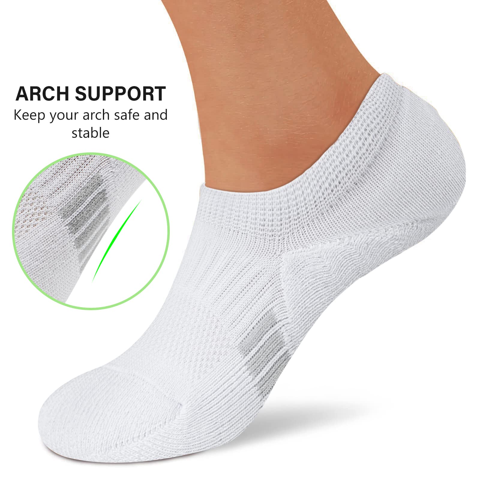 Amutost No Show Socks Womens Athletic cushion Ankle Footies Low Cut Socks 5-6 Pair