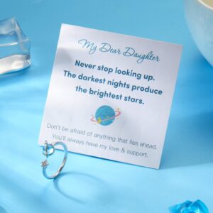 BELLA-Bee To My Beautiful Daughter Granddaughter Star Rings Sparkling Cubic Zirconia Planet Stars Rings Gift For Granddaughter (To My Daughter, With Card A)