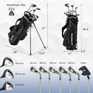 GYMAX Complete Golf Club Set for Men, 12/14 PCS Right Hand Golf Clubs Set with #1 Driver & #3 Fairway & #4 Hybrid & #6/#7/#8/#9/#P Irons, Putter & Head Covers, Men’s Golf Clubs Set