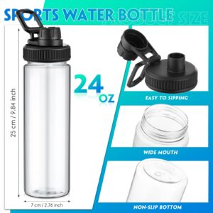 Raiten 24 oz Clear Plastic Sports Water Bottle with Spout Lid, 12 Pack, Bulk, 24 oz