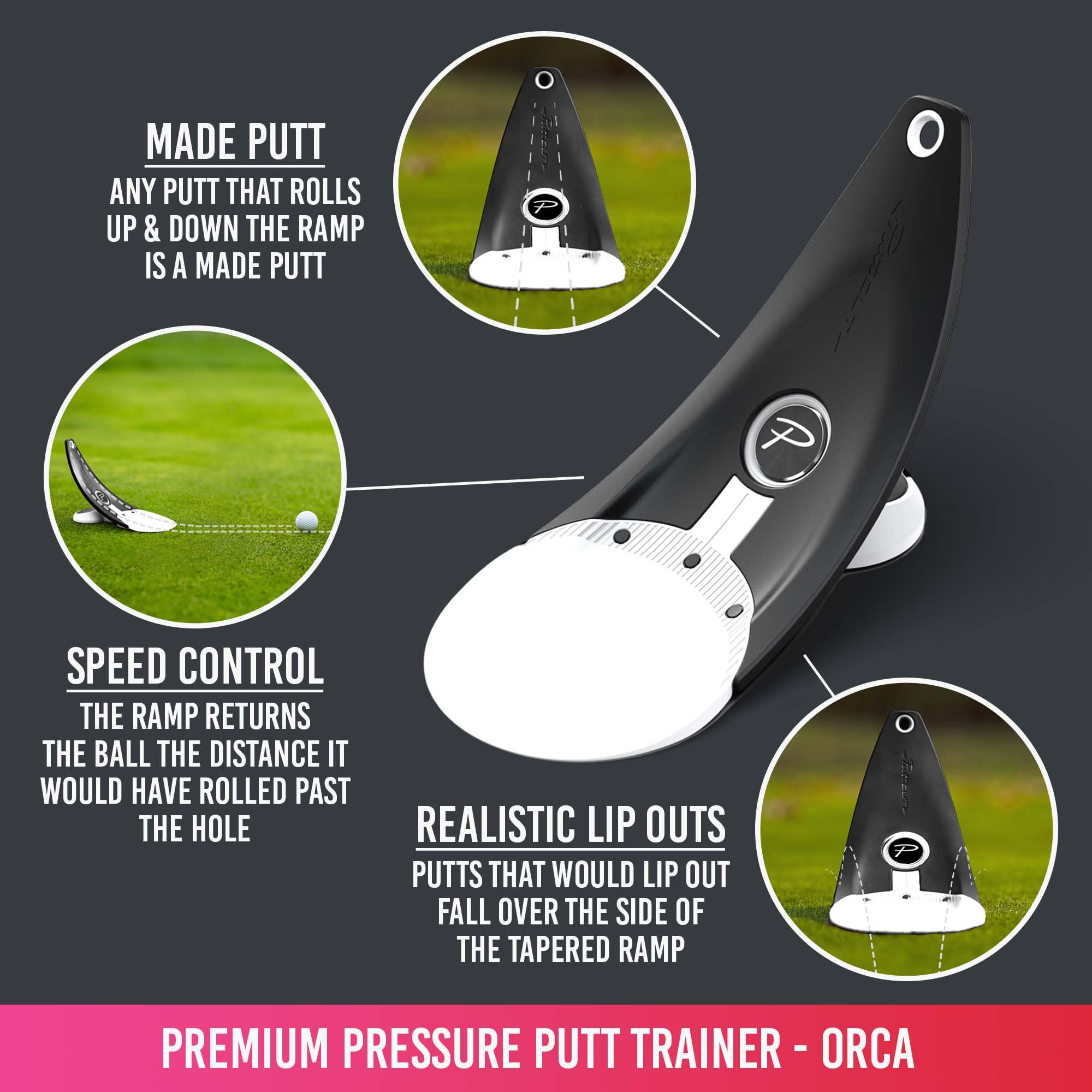 PuttOUT Premium Pressure Putt Trainer - Perfect Your Golf Putting (Orca)