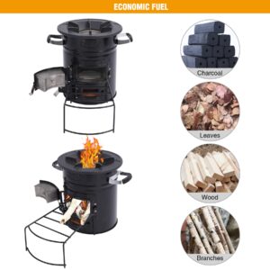 REDCAMP Rocket Stove Wood Burning Portable for Cooking, Camping Wood Stove with Canvas Storage Bag for Emergency, Survival, BBQ, RV