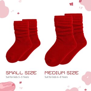 DOOVID Toddler Slouch Socks Knee High Socks Kids Boys Girls Cotton Long Crew Socks Red 3-5 Years