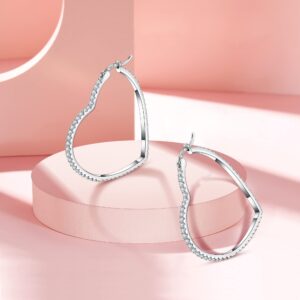 925 Sterling Silver Hoop Earrings For Women heart earrings hoop earrings for women Cubic Zirconia Earrings Hoops Ear GDDX Jewelry 20 30 40 MM Gifts (30MM heart earrings)