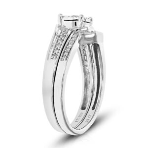 Vir Jewels 1/3 cttw Lab Grown Diamond Wedding Engagement Bridal Set Round for Women in .925 Sterling Silver Prong Set Size 6