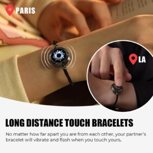 TOTWOO Long Distance Touch Bracelets for Couples-Candy Collection, Vibration & Light up for Love -Pair of Couples Bracelets |Unique Long Distance Relationship Gifts for Girlfriend