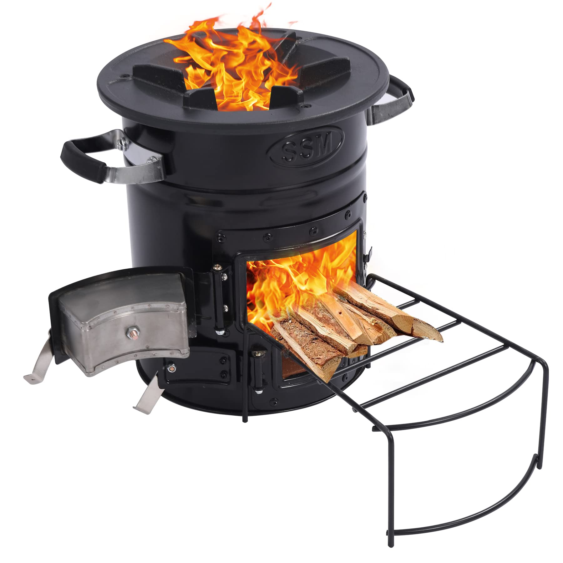 REDCAMP Rocket Stove Wood Burning Portable for Cooking, Camping Wood Stove with Canvas Storage Bag for Emergency, Survival, BBQ, RV