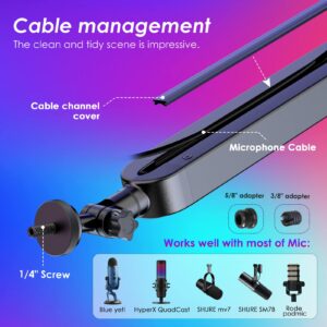 Mic Boom Arm Compatible with Fifine Microphone, Shure SM7B, MV7, Blue Yeti Mic, HyperX QuadCast Mic, Rode Podmic and Most Podcast Microphones, Premium Microphone Arm Stand by YOUSHARES