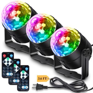 apeocose 3-pack disco ball halloween party decorations lights with remote control, sound activated music sync dj stage strobe light for christmas decor bachelorette party dance karaoke happy birthday