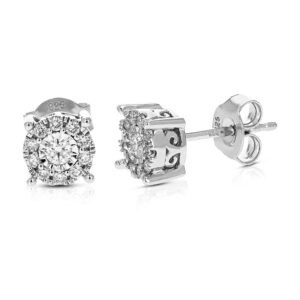 vir jewels 1/3 cttw lab grown diamond stud earrings for women round in .925 sterling silver prong set