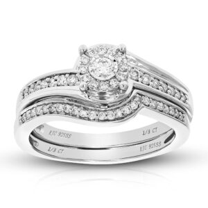 Vir Jewels 1/3 cttw Lab Grown Diamond Wedding Engagement Bridal Set Round for Women in .925 Sterling Silver Prong Set Size 6