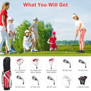 GYMAX Complete Golf Club Set for Women, 14 PCS Right Hand Golf Set with #1 Driver & #3 Fairway & #4 Hybrid & #6/#7/#8/#9/#P Irons, Putter & Head Covers, Ladies Golf Clubs Full Set (Red)