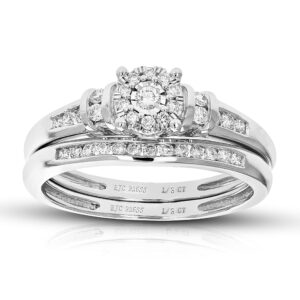 Vir Jewels 1/3 cttw Lab Grown Diamond Wedding Engagement Bridal Set Round for Women in .925 Sterling Silver Prong Set Size 7