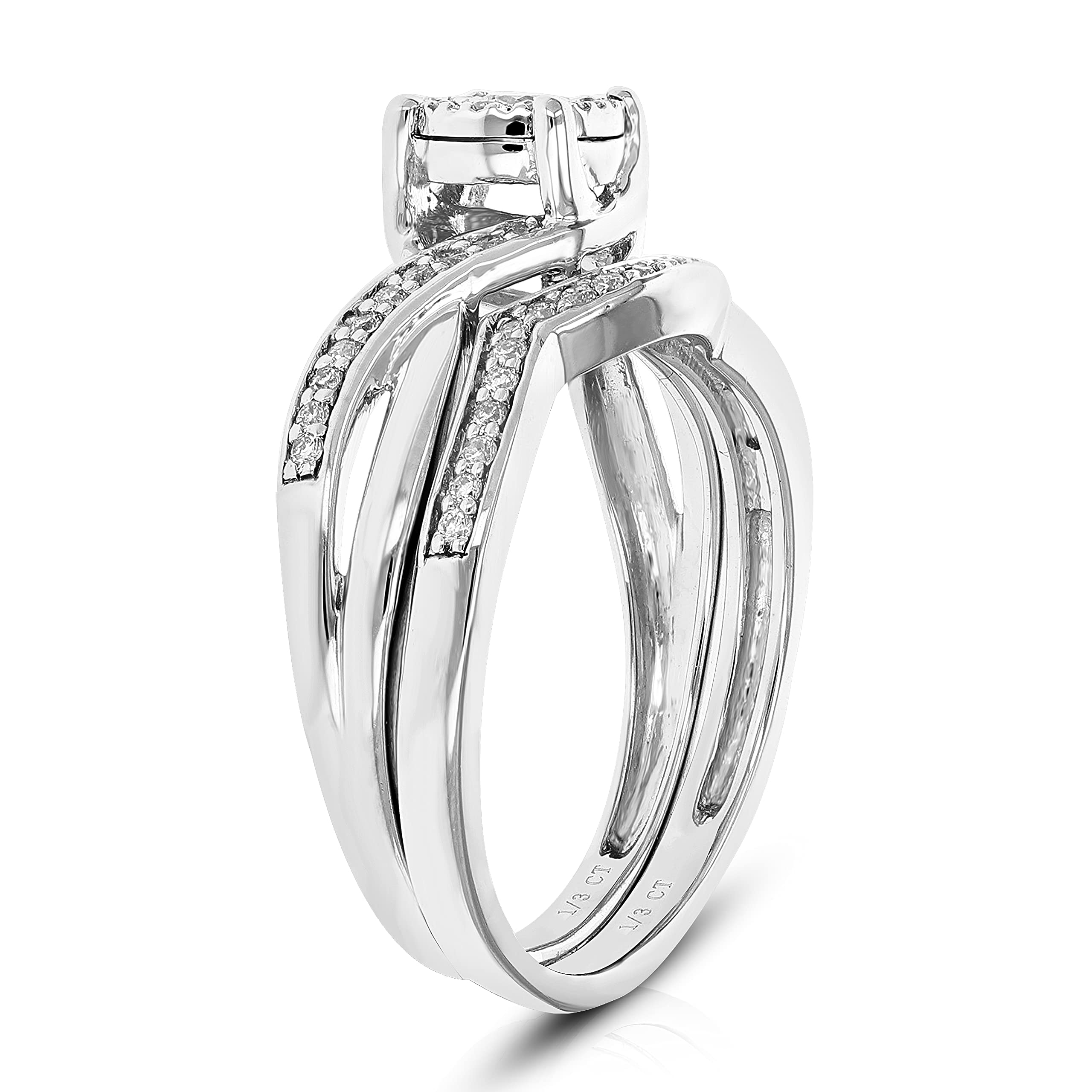 Vir Jewels 1/3 cttw Lab Grown Diamond Wedding Engagement Bridal Set Round for Women in .925 Sterling Silver Prong Set Size 8