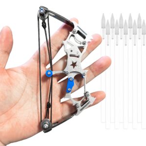 TIETHEKNOT Mini Archery Bow Set Right Hand Mini Compound Bow Mini Hunting Bow Metal Material Catapult RH/LH for Hunting Shooting Practice Archery Entertainment Fun