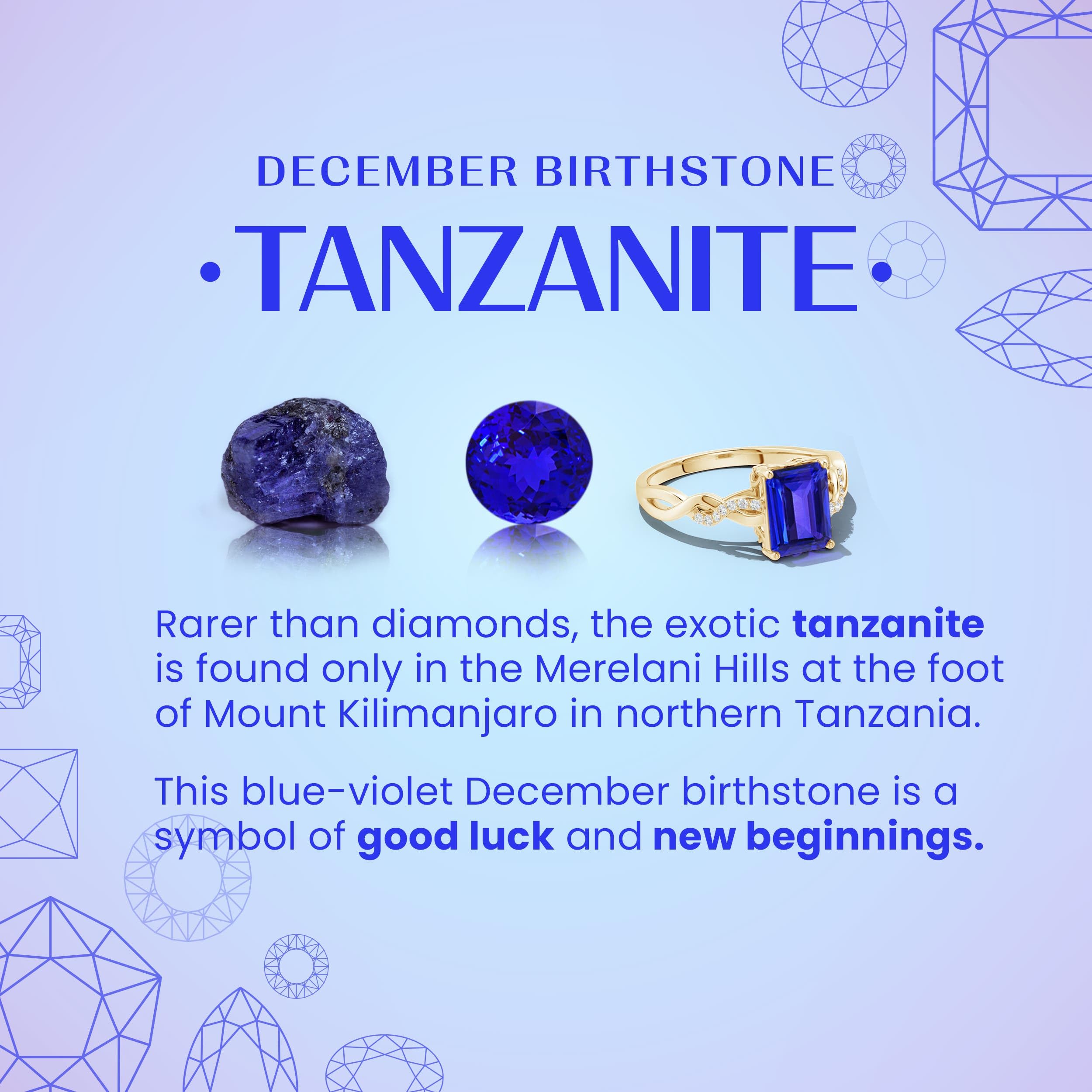 Angara Natural 0.5 Ct Tanzanite and 0.2 Ct Diamond Three Stone Ring for Women in 14K Yellow Gold (Grade-AA | Size-5mm) | December Birthstone, Birthday, Engagement, Anniversary Jewelry Gift For Women